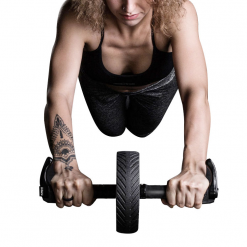 femme utilisant roue abdominale ab wheel home fit training fitness wheel