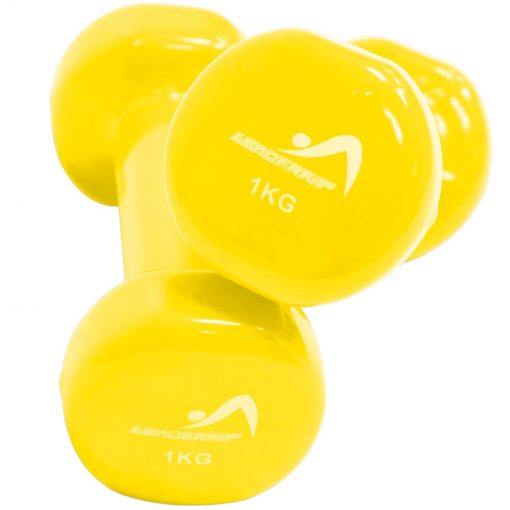 halteres vinyle fitness musculation 1kg jaunes