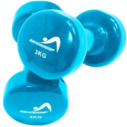 halteres vinyle fitness musculation 3kg bleues