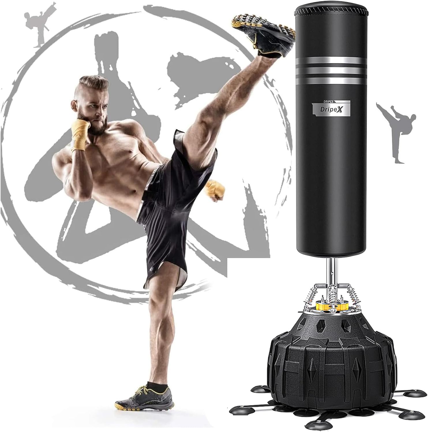 Sac De Frappe Sur Pied Gonflable 160 Cm Avec Pompe - Stable, Portable - Pour Boxe, Taekwondo, Arts Martiaux à La Maison