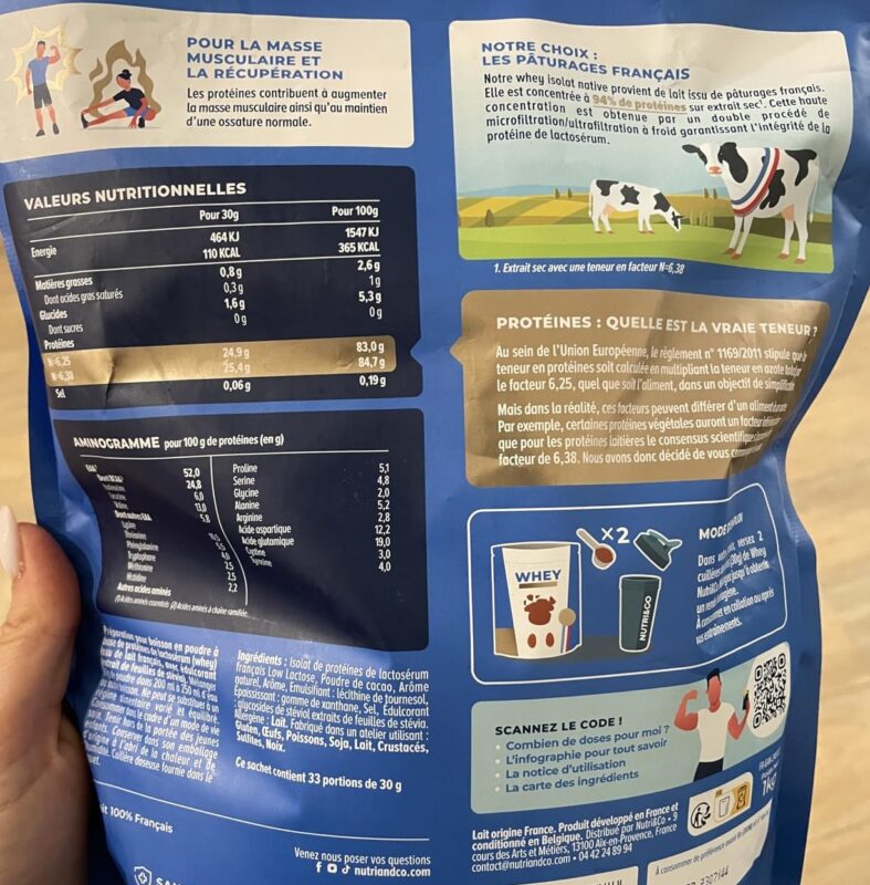 Nutri&Co Whey Isolat Native Composition Ingredients