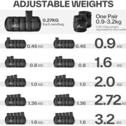 Paire de Bracelets Chevillères Lestées Réglables de 0,45 kg à 3,15 kg Sportneer