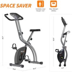 Vélo d'exercice pliable 8 niveaux de résistance avec capteur de fréquence cardiaque ATIVAFIT