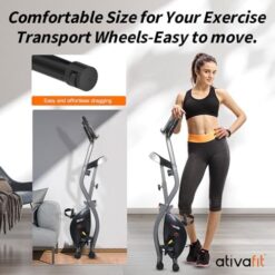 Vélo d'exercice pliable 8 niveaux de résistance avec capteur de fréquence cardiaque ATIVAFIT