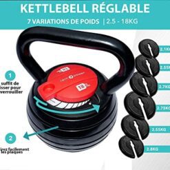 Kettlebell Ajustable 2 à 18KG RPM Power