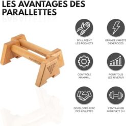 Parallettes en Bois pour Musculation Calisthenics Street Workout GORNATION