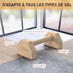 Parallettes en Bois Antidérapant et Durable HSYFUNA