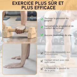 Parallettes en Bois Antidérapant et Durable HSYFUNA