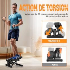 Stepper Fitness Appartement 2 en 1 avec Cordes Elastiques VANNECT