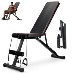 Banc de musculation réglable - Banc d'entraînement multifonction - 7 inclinaisons réglables - Inclinaison/inclinaison pliable - Pour la salle de gym à la maison (Sans planche de prêtre)