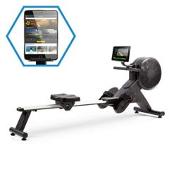 CAPITAL SPORTS Stream M2 - Rameur magnétique, Système de résistance magnétique et à air, Réglable en 16 Niveaux, Volant d'inertie en Aluminium, Ordinateur de Performance, Poids Max.100 kg, Noir