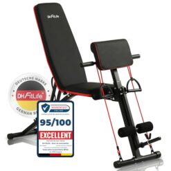 DH FitLife Banc de musculation pliable,banc réglable pour le développé couché, le curl biceps, la musculation du dos et des abdominaux,banc inclinable avec banc curl et extenseur des jambes