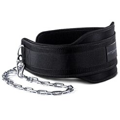 Fitgriff® Ceinture de Musculation Lestée avec Chaine + 2 Mousquetons - Dip Belt pour Haltérophilie, Bodybuilding, Poids, Crossfit, Force, Gym, Gymnastique, Weightlifting (Noir, Taille Unique)