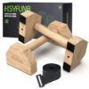 HSYFUNA Parallettes, Barres Parallèles en Bois, Push Up Bar Fitness, Para Gymnastique, Yoga, Parallettes Calisthenics Para l'intérieur et l'extérieur, Antidérapant et Durable