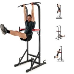 ISE 5in1 Chaise Romaine Power Tower Workout Dip Station Barre de Traction Station Musculation pour l'entraînement à la Maison, Chaise Romaine Musculation&Barre de Tractions Noir et Rouge