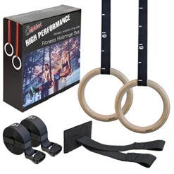 ALPIDEX Anneaux de Sport Anneaux de Gymnastique Anneaux y Compris Fixation de Porte et Sangle de Fixation avec marquage Longitudinal