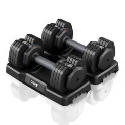 Dripex Lot de 2 Haltères Réglables 2 à 11 kg, 5 en 1 Ensemble d'Haltères avec Base de Rangement, pour la Musculation, l'haltérophilie, l'entraînement à Domicile et à Salle de Sport - Noir