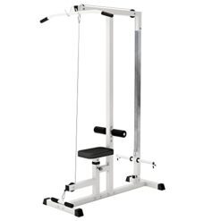 GORILLA SPORTS® Station Tirage Musculation - Ajustable, 2 Poignées, Poulie Haute et Basse, Charge Max 280 kg, Banc - LAT Pulldown Machine, Musculation Dos, Fitness Materiel, Sport Maison