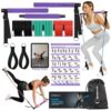 Goocrun Kit de Barre de Pilates Portable avec Bandes de résistance pour Hommes et Femmes - 6 Bandes de résistance d'exercice - Équipement de Gymnastique à Domicile - avec Affiche de Fitness et vidéo