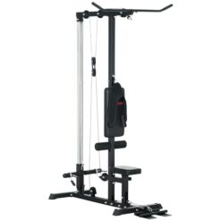 SPORTNOW Station de Musculation Station à Poulie, tirage Poitrine - LAT pulldown Machine - Banc de Musculation, Haut du Corps, Entrainement Complet, Domicile, Fitness, Gym