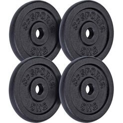 ScSPORTS® Disque Musculation - Set de 20 kg : 4 x 5 kg, Haute Qualité, en Fonte, Ø31 mm, Robuste, Noir - Kit Haltères, Dumbbell Set, Disque de Poids Musculation, Sport Maison, Salle de Sport