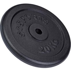 ScSPORTS® Jeu Disques Haltères - Plaques 20/25/30kg, Ø 30/31mm, en Fonte, Noir - Set Poids, Fitness, Musculation (20kg (1 x 20))