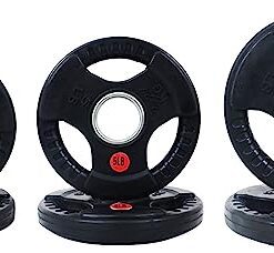 Signature Fitness Olympic Plaque de poids en fonte de 5,1 cm pour la musculation et l'haltérophilie, style revêtement en caoutchouc, ensemble de 15,9 kg