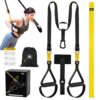 flintronic Kit d'entraînement à Suspension, Sangles de Suspension Multifonction Kit, d'entraînement à Suspension Tout-en-un avec Sangles Réglables pour Brûler des Graisses, Construire du Muscle -Jaune
