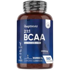 BCAA Comprimés 2:1:1 Vegan 2000mg, avec Vitamine B6 et B12 – 3 Mois de Stock – Seulement 2 Comprimés Sécables par Jour, Acides Aminés 180 Tablets – sans Arôme, sans Aspartame ni Sucre, sans OGM