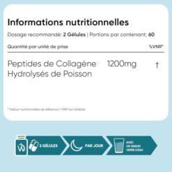 Collagene Marin Gelules Pur Type 1 & 3, 120 Gélules Multi Usages, Peptide de Collagene Marin Hydrolysé, 1200mg sans Additifs ni OGM, sans Gluten ni Stéarate de Magnésium, 2 Mois d'Approvisionnement