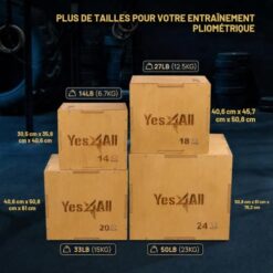 Yes4All W6P6 3 in 1 Wooden Plyo Box 40,6 x 35,5 x 30,5 cm, entraînement pliométrique, couleur bois clair, Boîte de saut