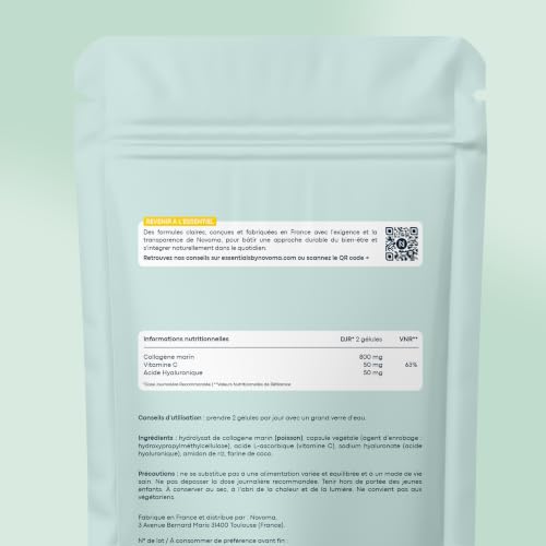 Collagene Marin + Acide Hyaluronique + Vitamine C, 120 Gélules 2 Mois