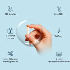 Collagene Marin Gelules Pur Type 1 & 3, 120 Gélules Multi Usages, Peptide de Collagene Marin Hydrolysé, 1200mg sans Additifs ni OGM, sans Gluten ni Stéarate de Magnésium, 2 Mois d'Approvisionnement