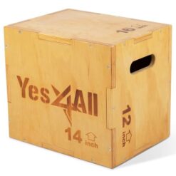 Yes4All W6P6 3 in 1 Wooden Plyo Box 40,6 x 35,5 x 30,5 cm, entraînement pliométrique, couleur bois clair, Boîte de saut