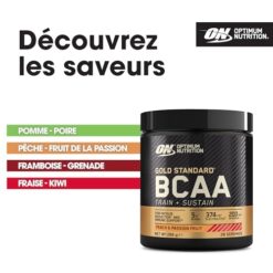 Optimum Nutrition Gold Standard BCAA en Poudre, Goût Pêche et Fruit de la Passion, 266g, 28 Doses