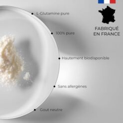 L Glutamine CUURE Acide Aminé en Poudre [60g] 100% Pure Récupération Sport Hautement Biodisponible 30 Jours Saveur Neutre Fabriqué en France