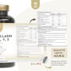 Multi Collagène Marin et Bovin 1650mg. 180 Gélules. Peptide de Collagene Hydrolysé Type 1, 2, 3, 5, 10. Complexe Collagene pour la Peau, Articulations et Cheveux + Vitamine C. N2 Natural Nutrition