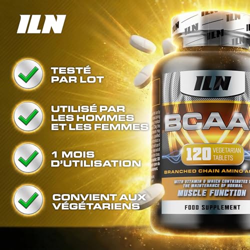 BCAA 2:1:1 – 2400mg Acides Aminés avec Vitamine D – 120 Comprimés
