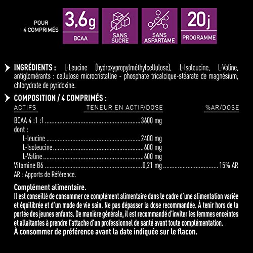 BCAA 4:1:1 Eafit Pre Workout Musculation 80 Comprimés