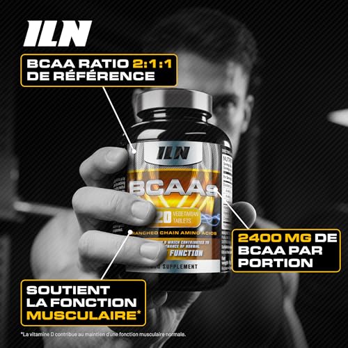BCAA 2:1:1 – 2400mg Acides Aminés avec Vitamine D – 120 Comprimés