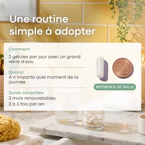Collagene Marin + Acide Hyaluronique + Vitamine C, 120 Gélules 2 Mois