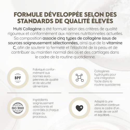 Multi Collagène Marin et Bovin 1650mg. 180 Gélules. Peptide de Collagene Hydrolysé Type 1, 2, 3, 5, 10. Complexe Collagene pour la Peau, Articulations et Cheveux + Vitamine C. N2 Natural Nutrition
