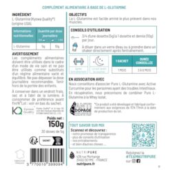 Nutripure L Glutamine Kyowa® Végétale 100% Pure Sachet 150 g